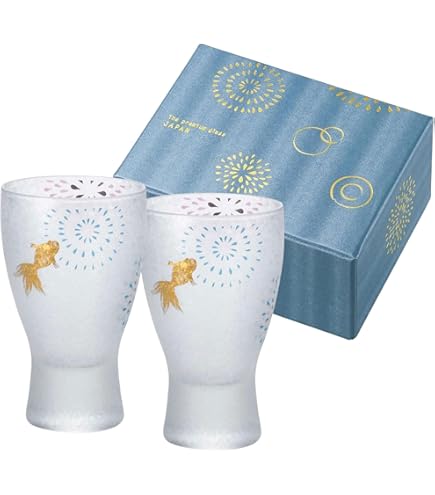 Amazon.co.jp: 2色 ペア SET 木箱入 富士山 冷酒杯 招福杯